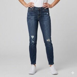 Boston Proper Skinny Jeans Distressed Stretch Denim 10 Dark Wash‎
